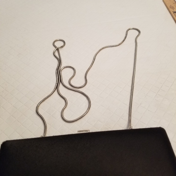 Chic Black Clutch with Silver Chain Bechamel Black Clutch Hard Case 7 X 3 X 2 - Picture 6 of 9